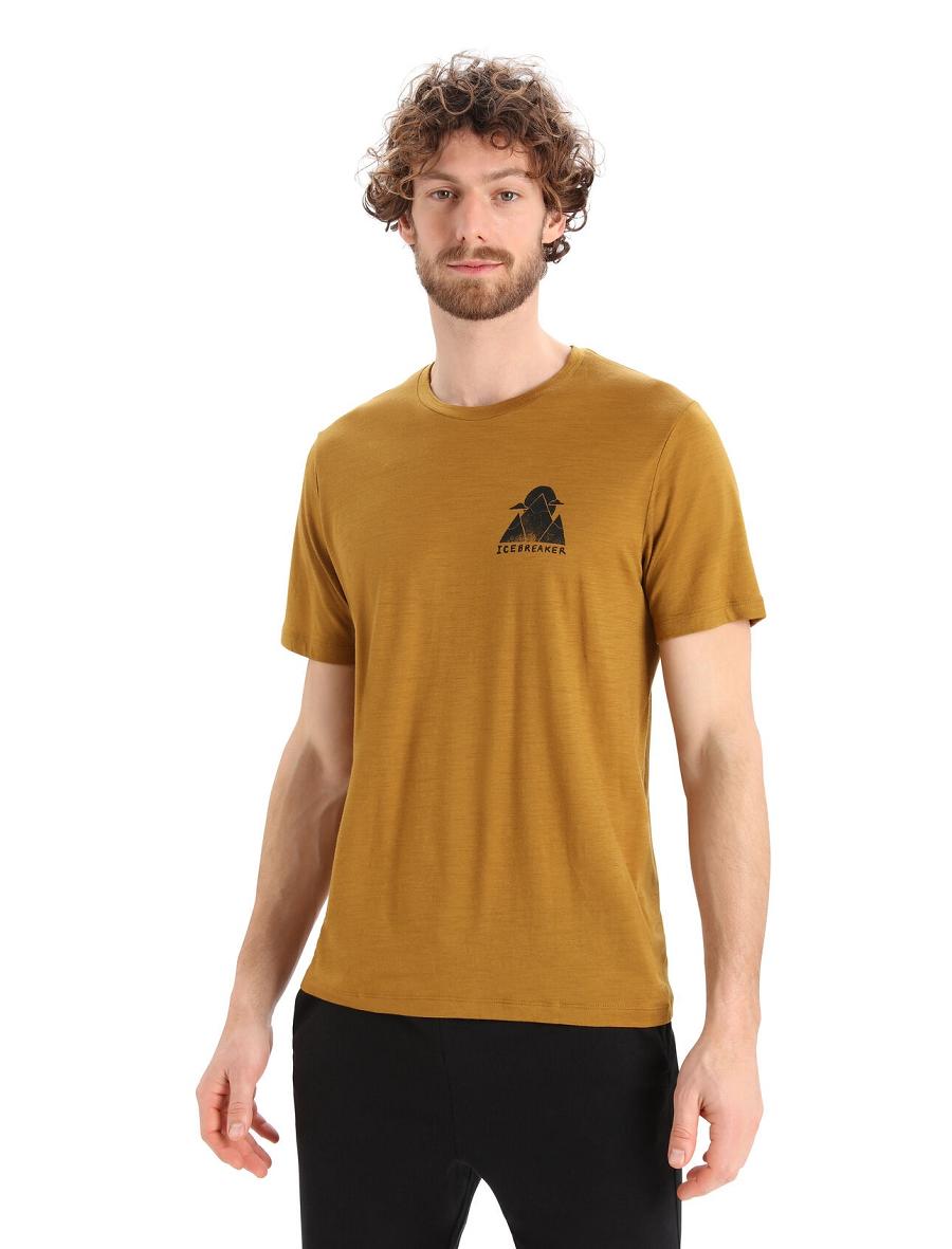 Clove Men's Icebreaker Merino Tech Lite II Short Sleeve Alp Ascension T Shirts | USA 1171GSOL